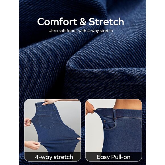 Wide Leg Jeans Women High Waisted Stretchy Baggy Straight Denim Pants - Picture 4 of 5